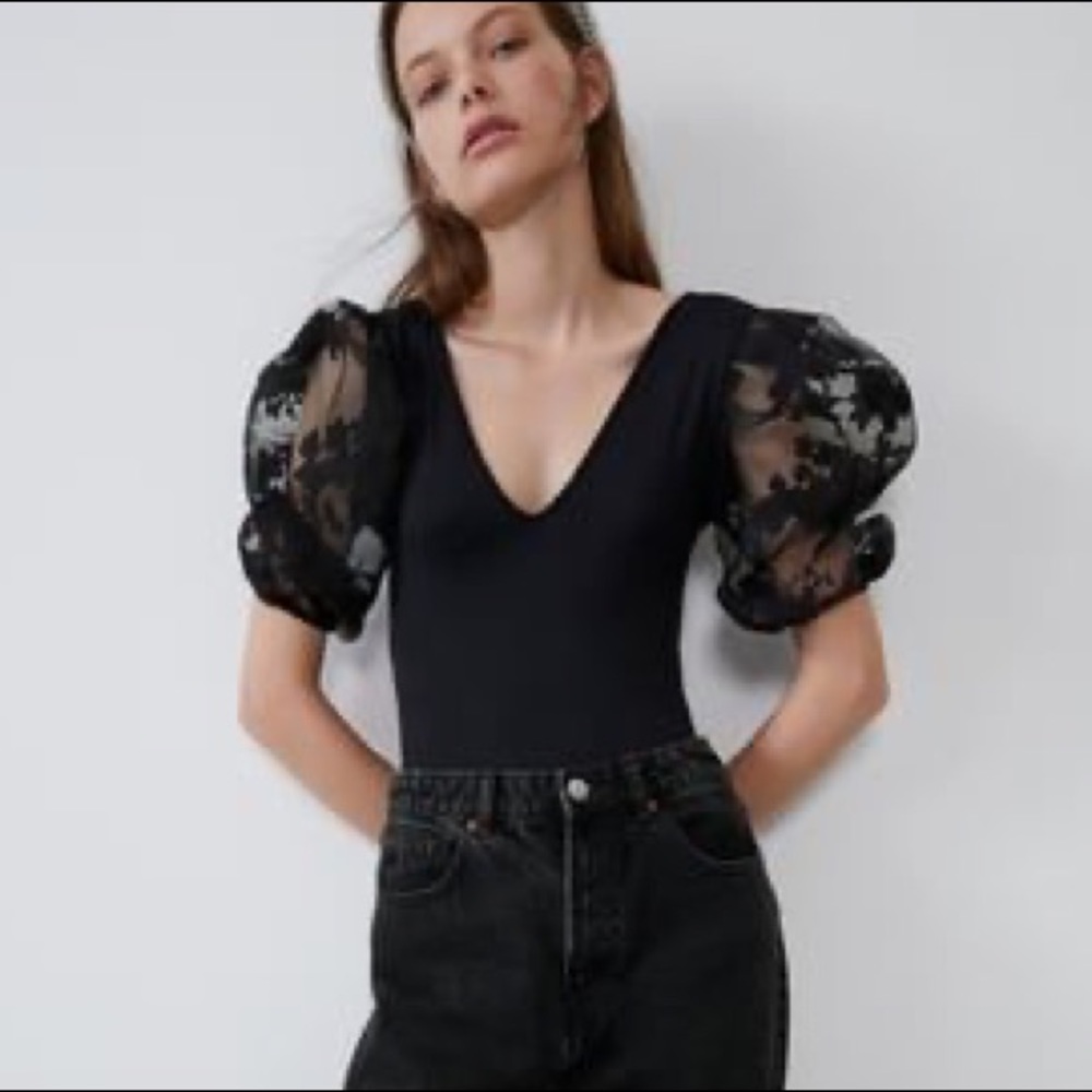 Zara puff sleeve bodysuit